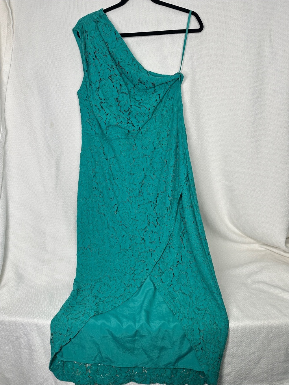 ASOS Teal One-Shoulder Lace Dress